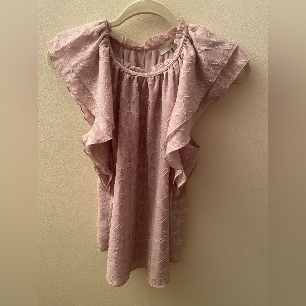 LOFT Light Purple Ruffle Sleeve Top